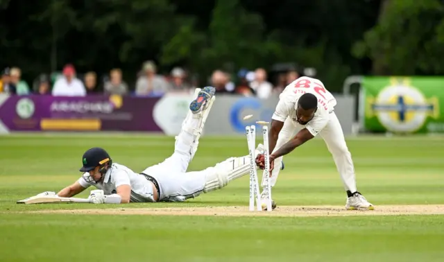 Ireland hold a 28-run lead going into the third day at Stormont