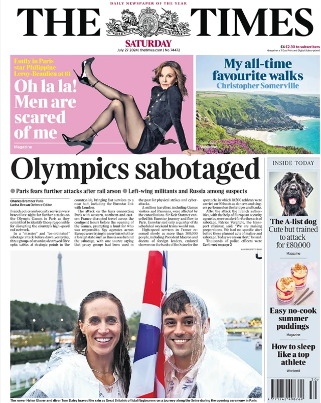 The front page of the Times