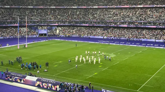 France players dance on the Stade de France pitch