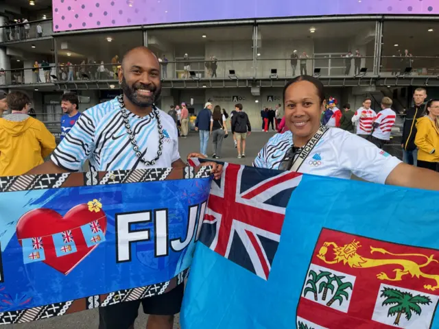 Fiji fans outside the Stade de France