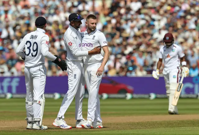 Gus Atkinson celebrates a wicket