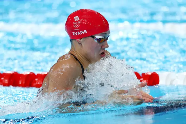 Angharad Evans swims in the breaststroke semi-final