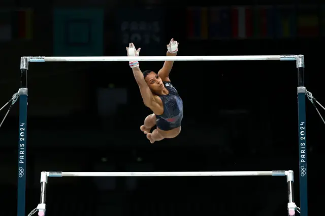 Team GB's Becky Downie on the bars