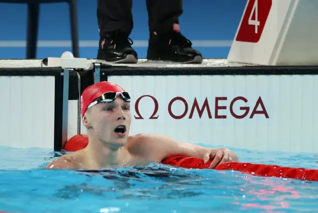 Duncan Scott looks up at the board for his time