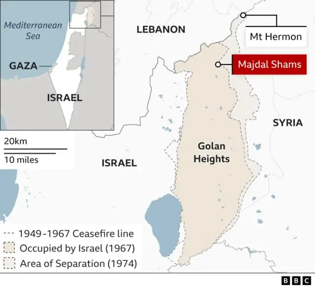 A map of the Middle East showing air strikes across Israel and Lebanon