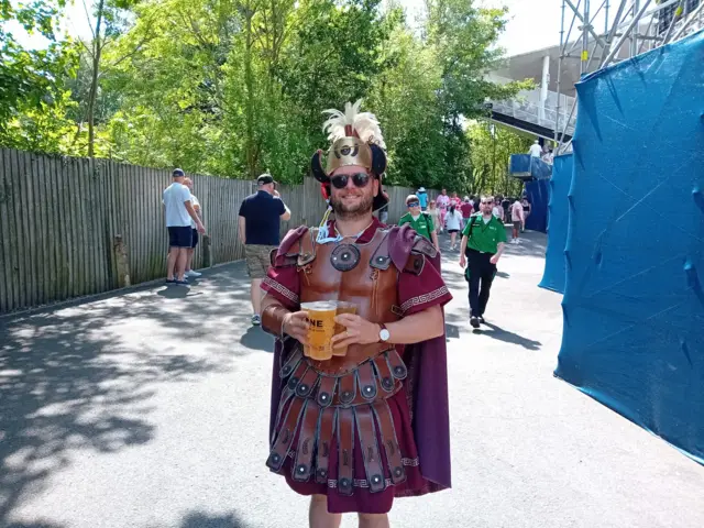 A fan dressed as a Roman at the England-West Indies Test at Edgbaston