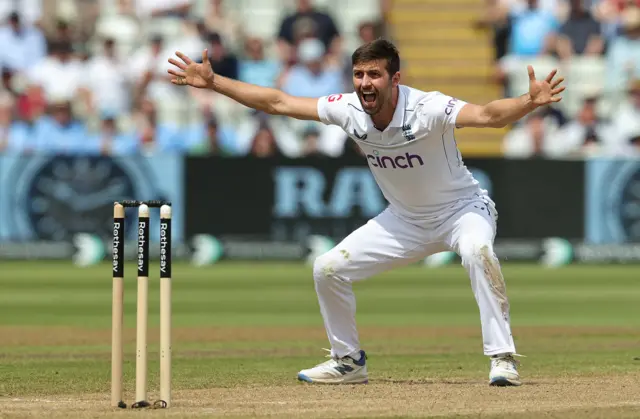 Mark Wood appeals for a wicket