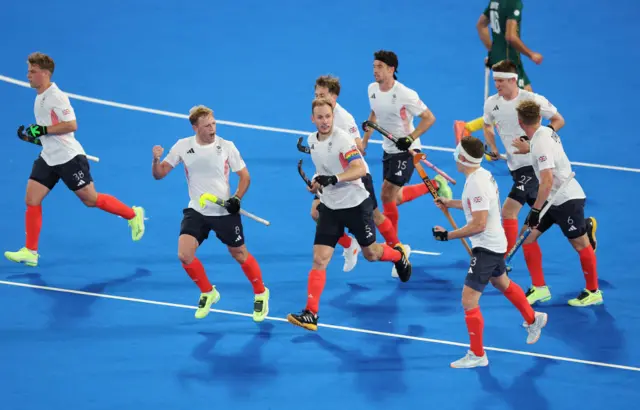 Rupert Shipperley of Team Great Britain celebrates scoring his team's second goa