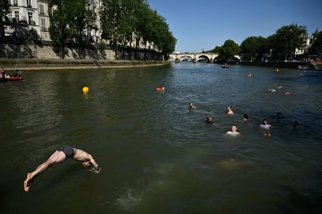 Swimmers in the River Seine