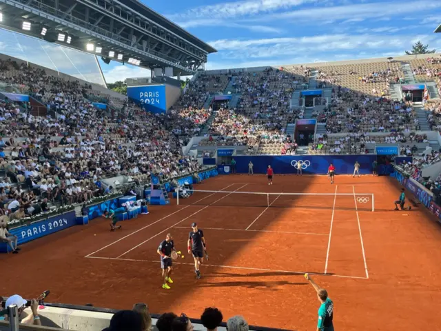 Andy Murray and Dan Evans play in the Olympics men’s doubles