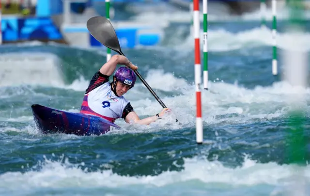 Great Britain's Kimberley Woods during the Women's Kayak Single Semi final at Vaires-sur-Marne Nautical Stadium