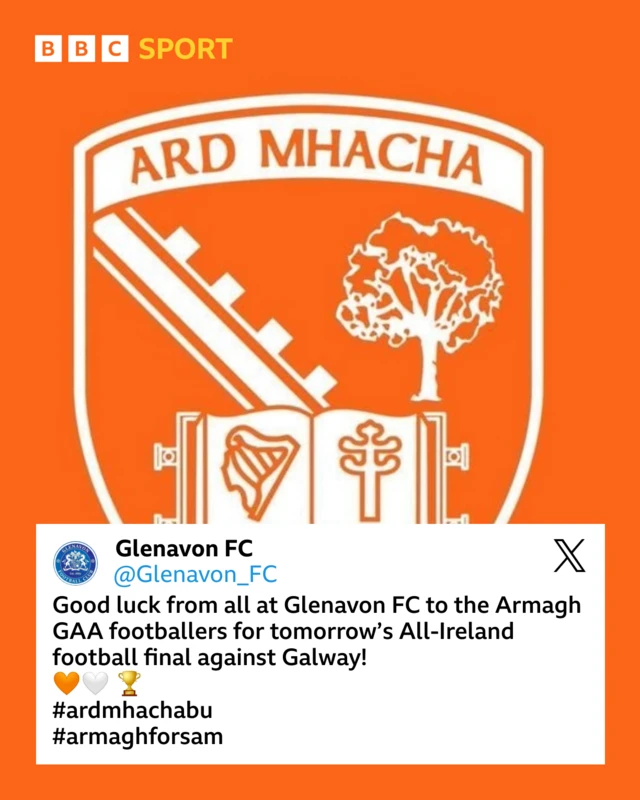 Glenavon FC wish Armagh GAA luck for the final