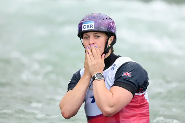 Kimberley Woods reacts to her Canoe slalom performance