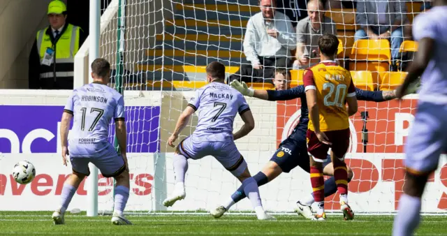 Partick Thistle's Dan MacKay misses a good chance