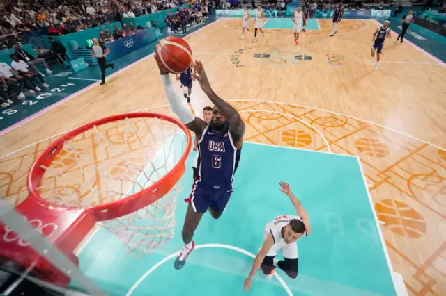 Lebron James dunks for USA