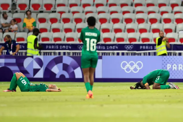 Zambia players reacts after their defeat in the women's group B football match between Australia and Zambia