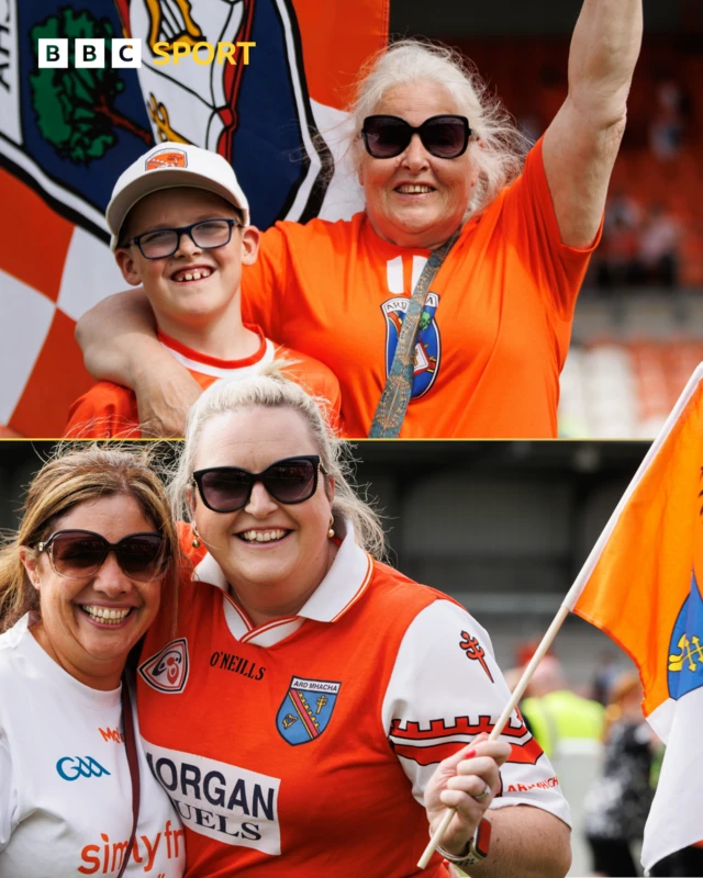 Supporters wave Armagh flags