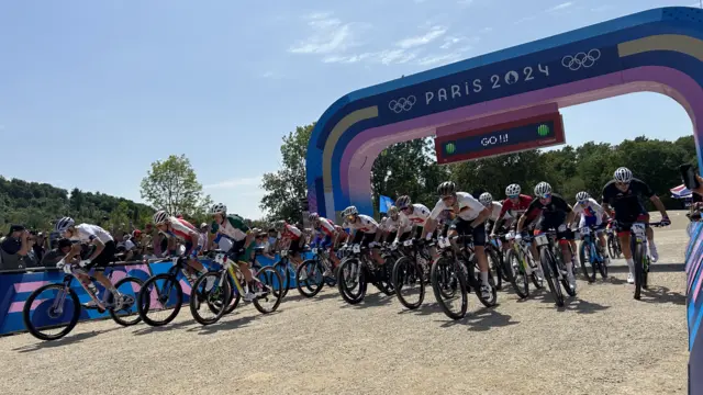 Racers start mountain bike race