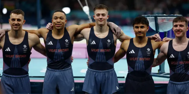 Olympic GB line up before the men's all around qualifiers