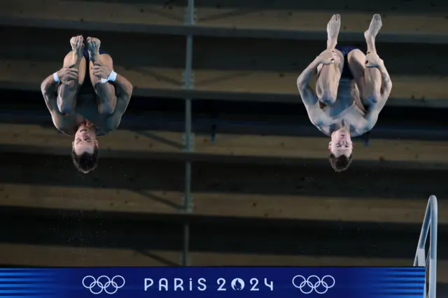 Tom Daley and Noah Williams in practice