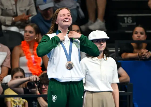 Mona McSharry on the Olympic podium