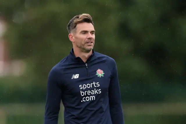 Jimmy Anderson in Lancashire training gear