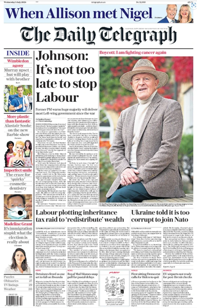 Telegraph front page