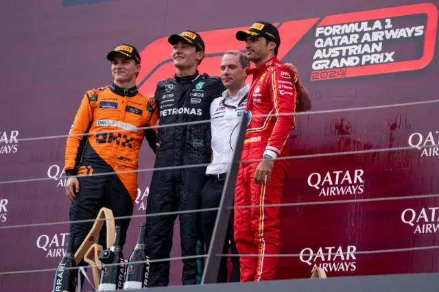 oscar piastri, george russell and carlos sainz