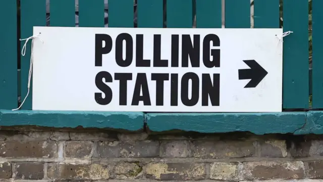 A polling station sign