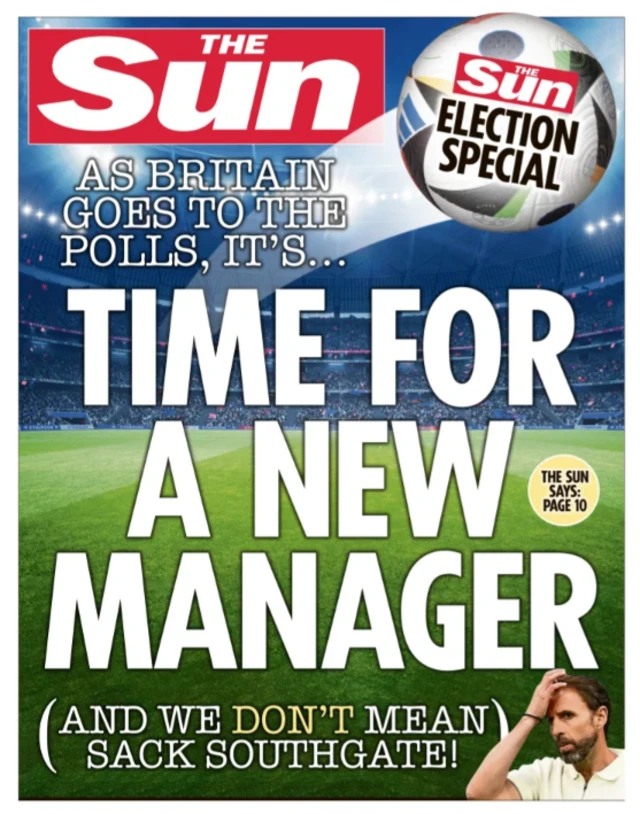 Front page of the Sun