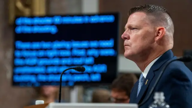 US Secret Service Acting Director Ronald Rowe Jr. looks on during an opening statement by Republican Senator from Kentucky during the Senate Homeland Security and Governmental Affairs committee and the Senate Judiciary committee joint hearing to examine the security failures leading to the assassination attempt on former president Trump, on Capitol Hill in Washington, DC, USA, 30 July 2024