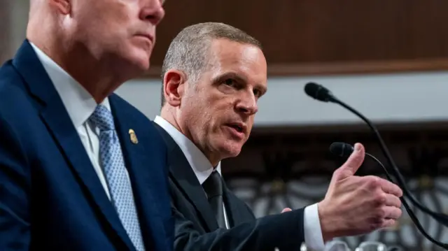 FBI Deputy Director Paul Abbate (R), with US Secret Service Acting Director Ronald Rowe Jr. (L), testifies before the Senate Homeland Security and Governmental Affairs committee and the Senate Judiciary committee's joint hearing to examine the security failures leading to the assassination attempt on former president Trump, on Capitol Hill in Washington, DC, USA, 30 July 2024