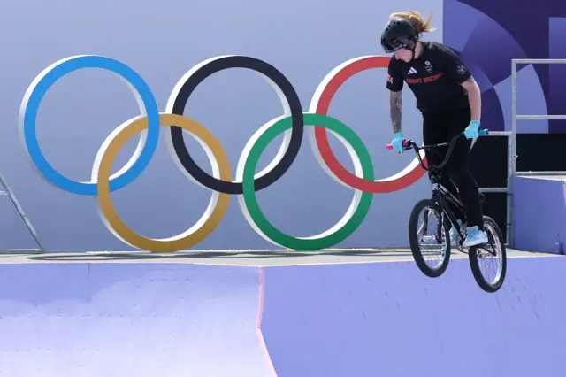 Charlotte Worthington in action at the BMX freestyle