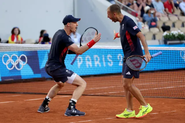 Team GB's Andy Murray and Dan Evans celebrating