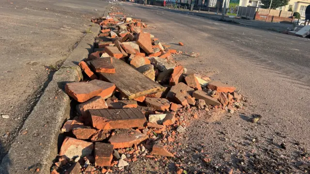 Bricks in road