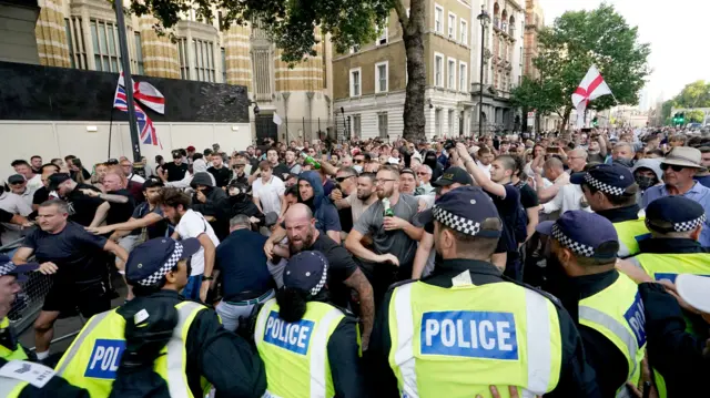 Police clash with protesters in central London