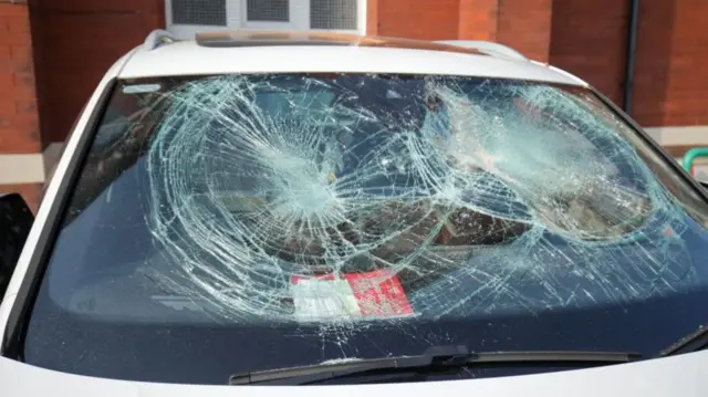 A car in the Southport mosque had its windscreen smashed