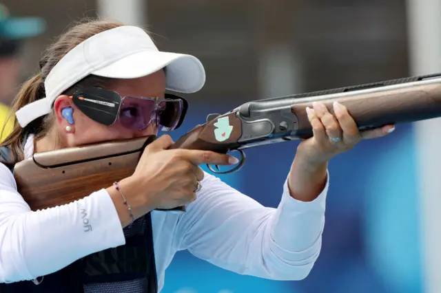 Adriana Ruana Oliva shoots in the women's trap final