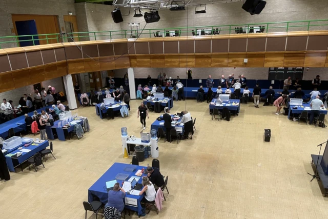 General view of count taking place Chestnut Avenue, Torbay, Torquay