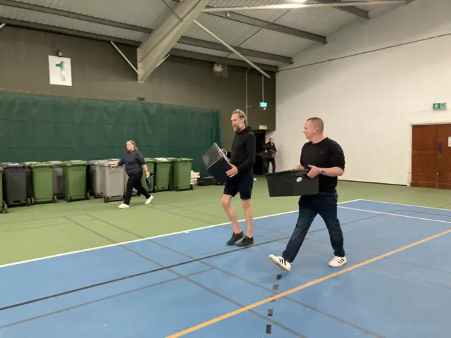 First ballot boxes arriving at Bodmin at 22:20 BST