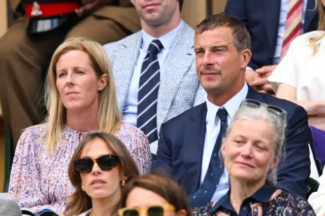 Bear Grylls with wife Shara sitting in the Royal Box