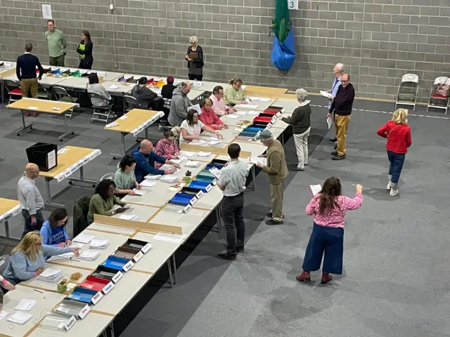 Votes being counted in Wirksworth