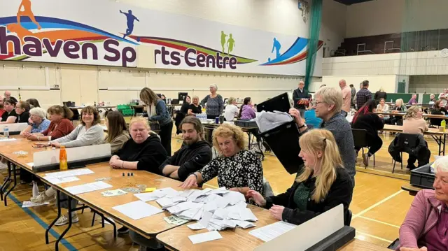 First ballot papers put on the tables  in Whitehaven