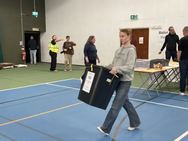 First ballot boxes arriving at Bodmin at 22:20 BST