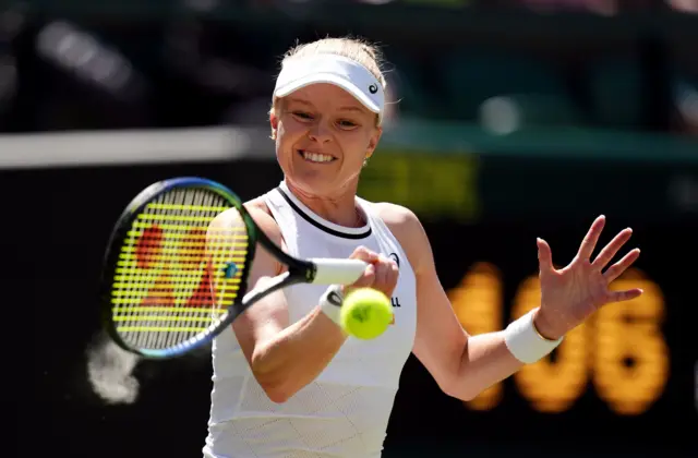 Harriet Dart strikes a forehand shot