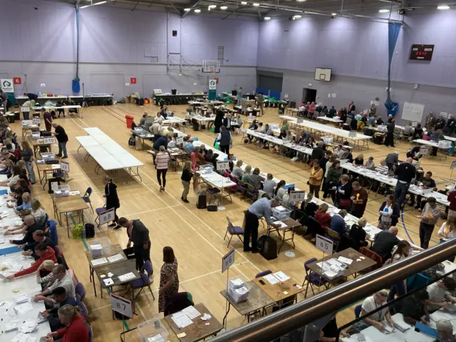 Main hall where votes are being counted