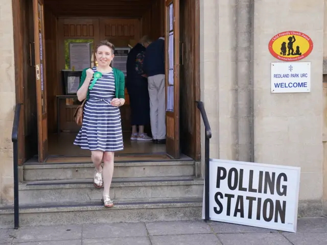 Carla Denyer casts her vote in Bristol, 4 July 2024