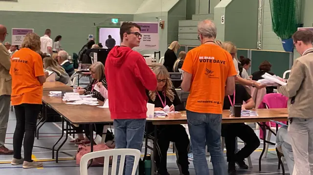 Liberal Democrats in Orange T-shirts at the East Wiltshire count