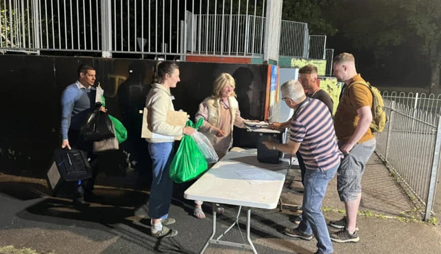 Ballot boxes arriving at the Central Devon count in Crediton