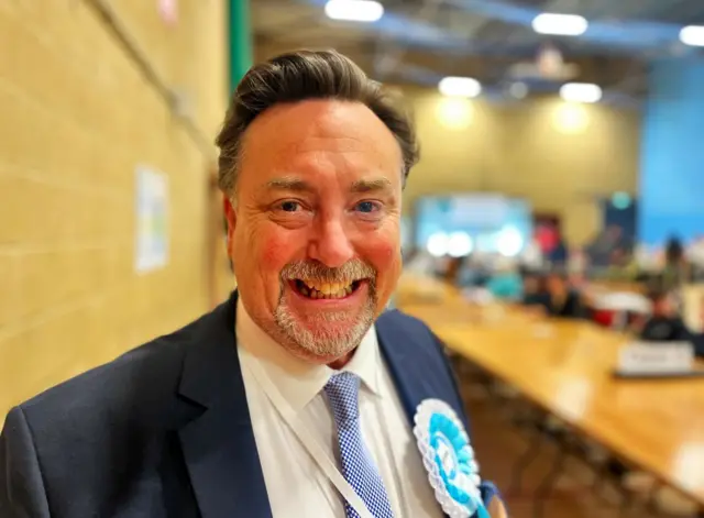 Smiling man in a blue suit